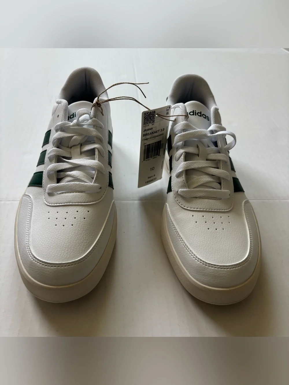 Adidas Breaknet 3.0 White Green Classic Sneakers Men’s Size 10 Style JR3549